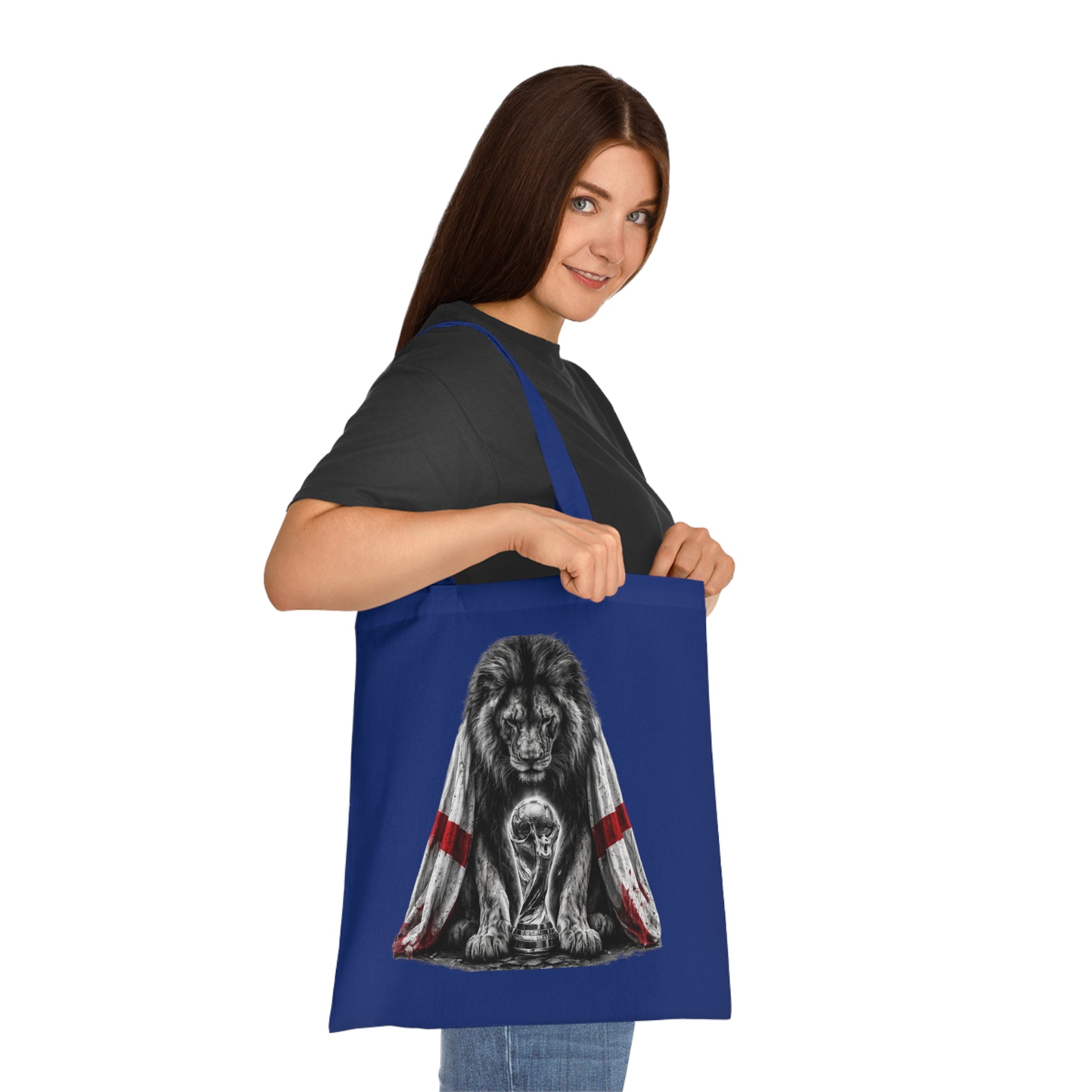 England Lion Tote Bag – Protective Lion Illustration Cotton Tote