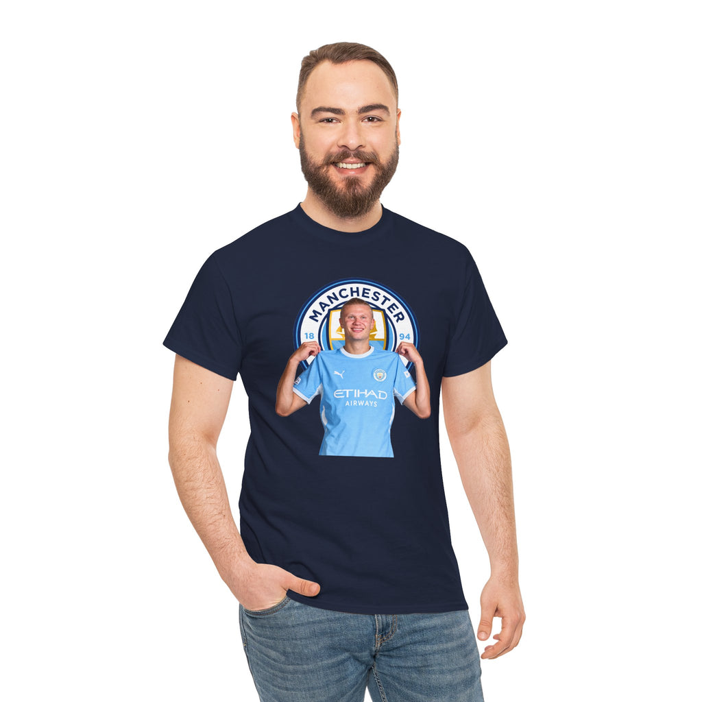 Manchester City Erling Haaland Inspired Cotton T-Shirt Tee — Player Celebratory Graphic T-Shirt
