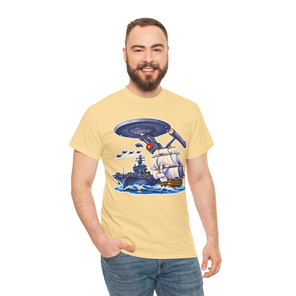 Nautical Starship Called Enterprise T-Shirt — Vintage Sailing Ship Meets Spaceship Graphic Tee