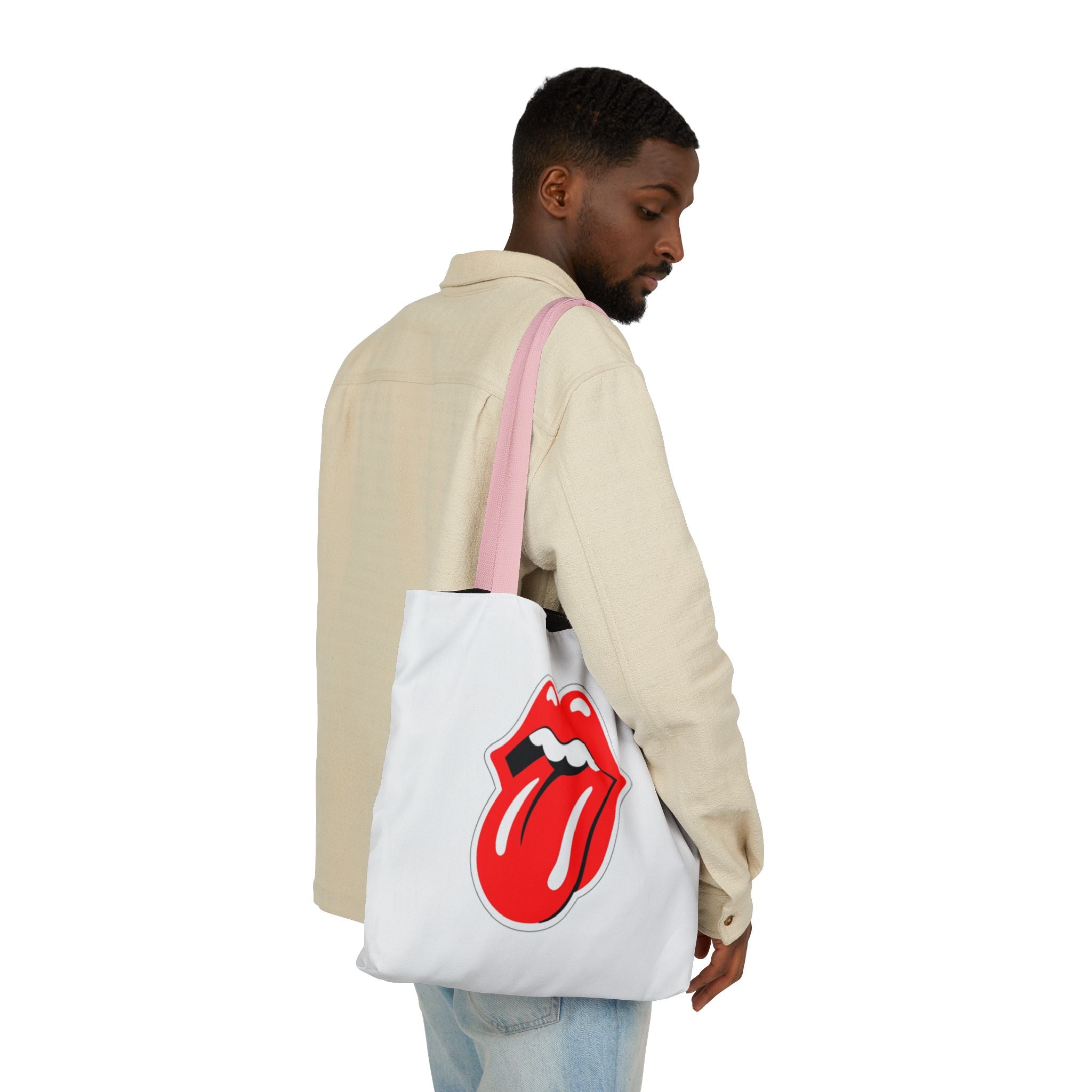 Rock & Roll Tongue Canvas Tote Bag — Retro Lip Graphic