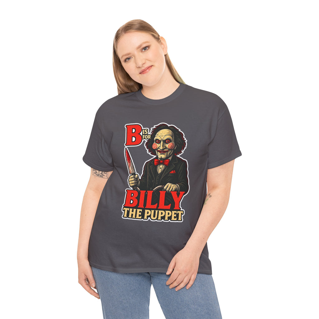 Billy the Puppet Horror Tee — Jigsaw-Style Killer Doll Graphic T-Shirt