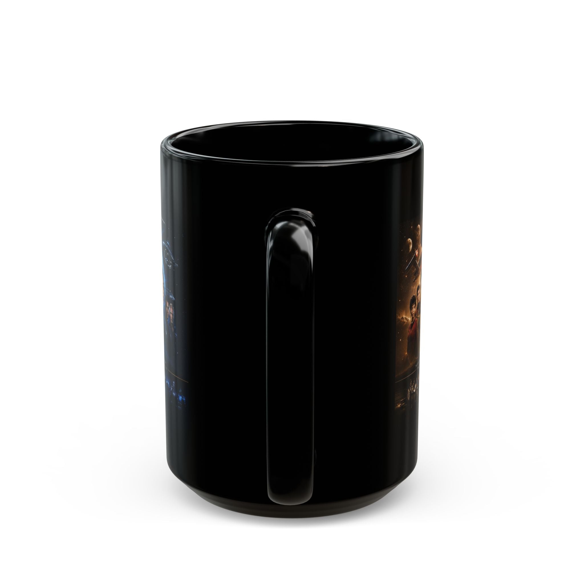 Star Trek Collage Black Mug — Sci‑Fi Crew Montage Coffee Cup (11oz/15oz)