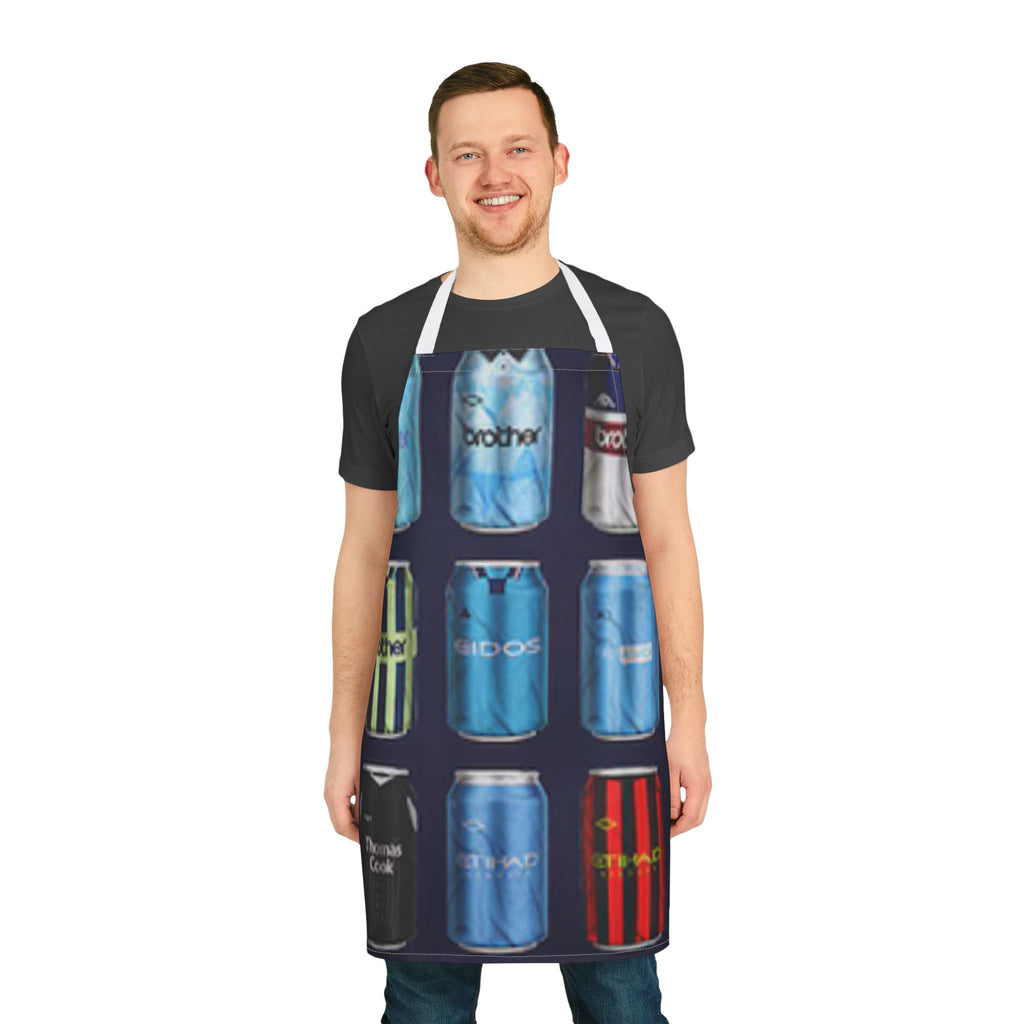 Manchester City Inspired Soda Can Pattern Apron — Colorful Beverage Can Kitchen Apron