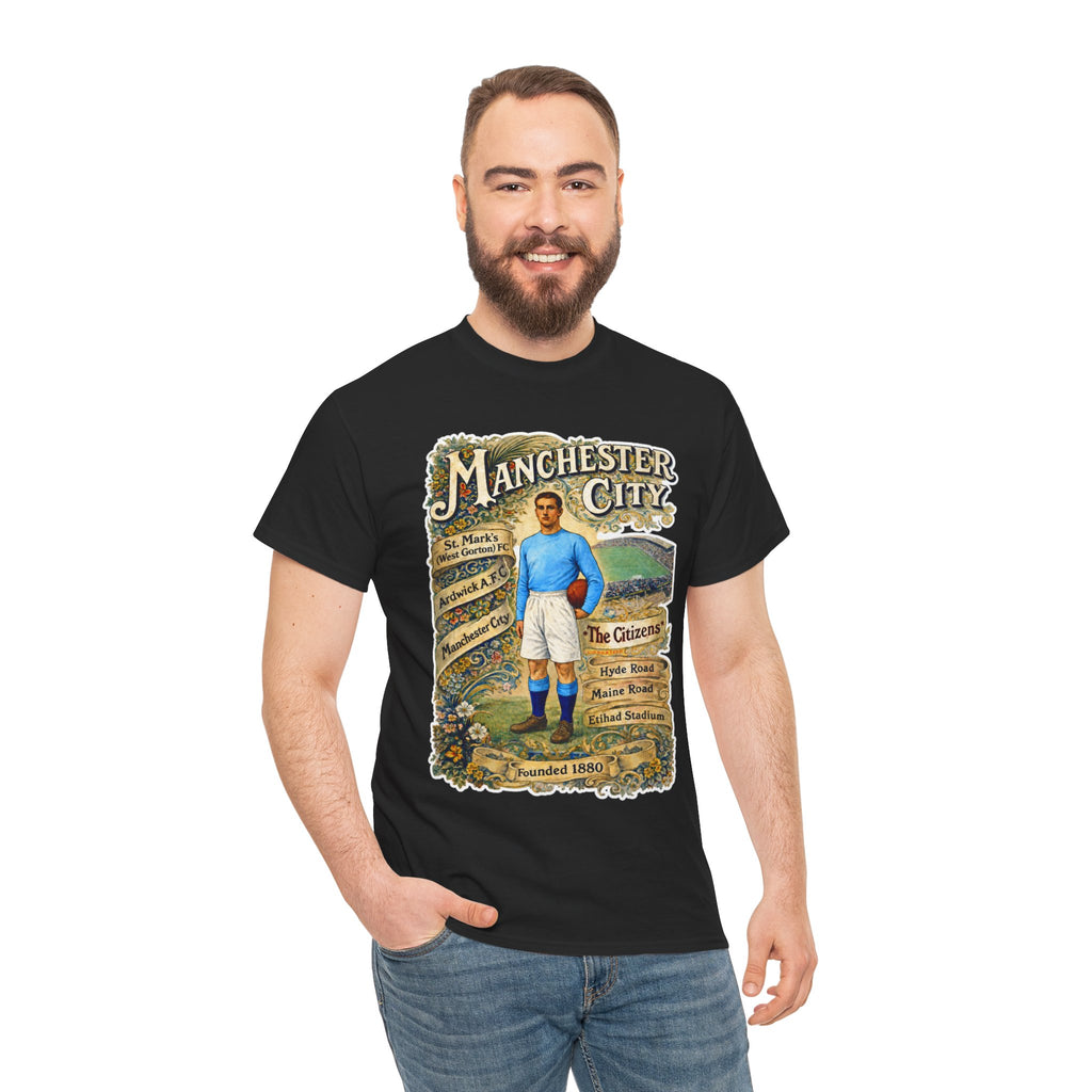 Manchester City Vintage Football Tee — Retro Soccer Graphic T-Shirt