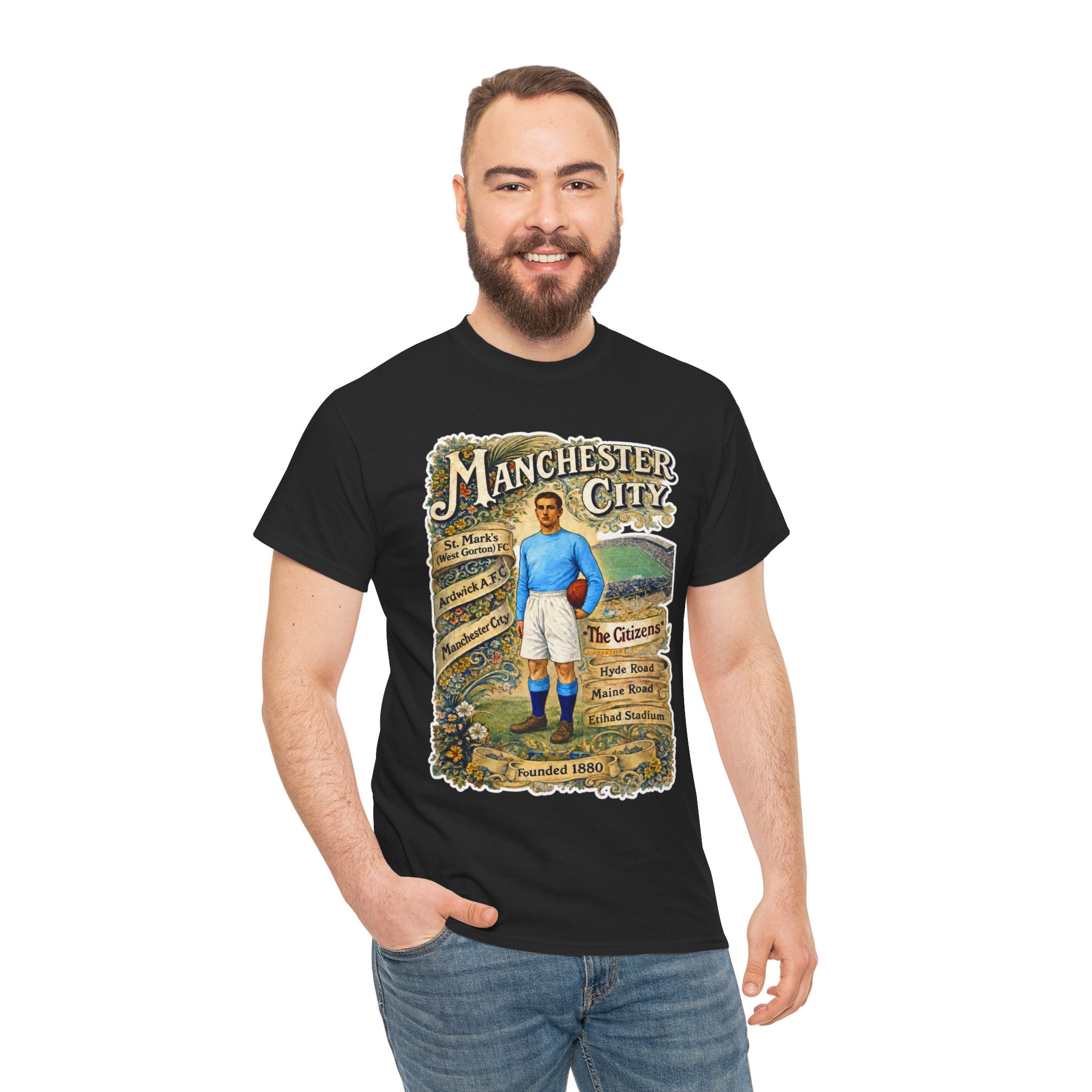 Manchester City Vintage Football Tee — Retro Soccer Graphic T-Shirt