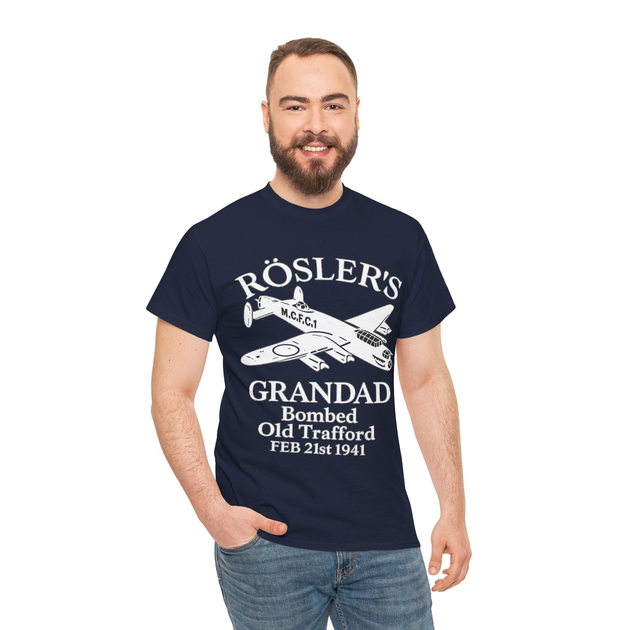 Rösler's Grandad Bombed Old Trafford Tee — WWII Tribute Military Plane Shirt (Feb 21, 1941)
