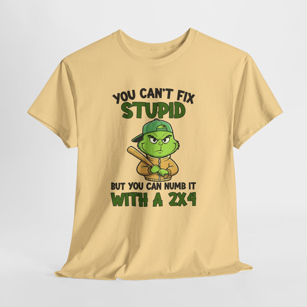 Funny Carpenter T‑Shirt — "You Can't Fix Stupid But You Can Numb It With a 2x4"