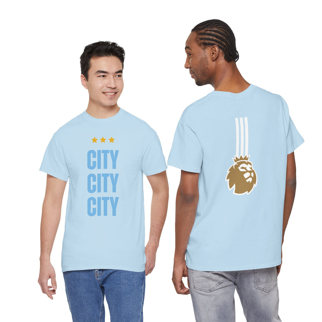 Manchester City City City Tee — Retro Three-Star Premier League Lion Soccer Shirt