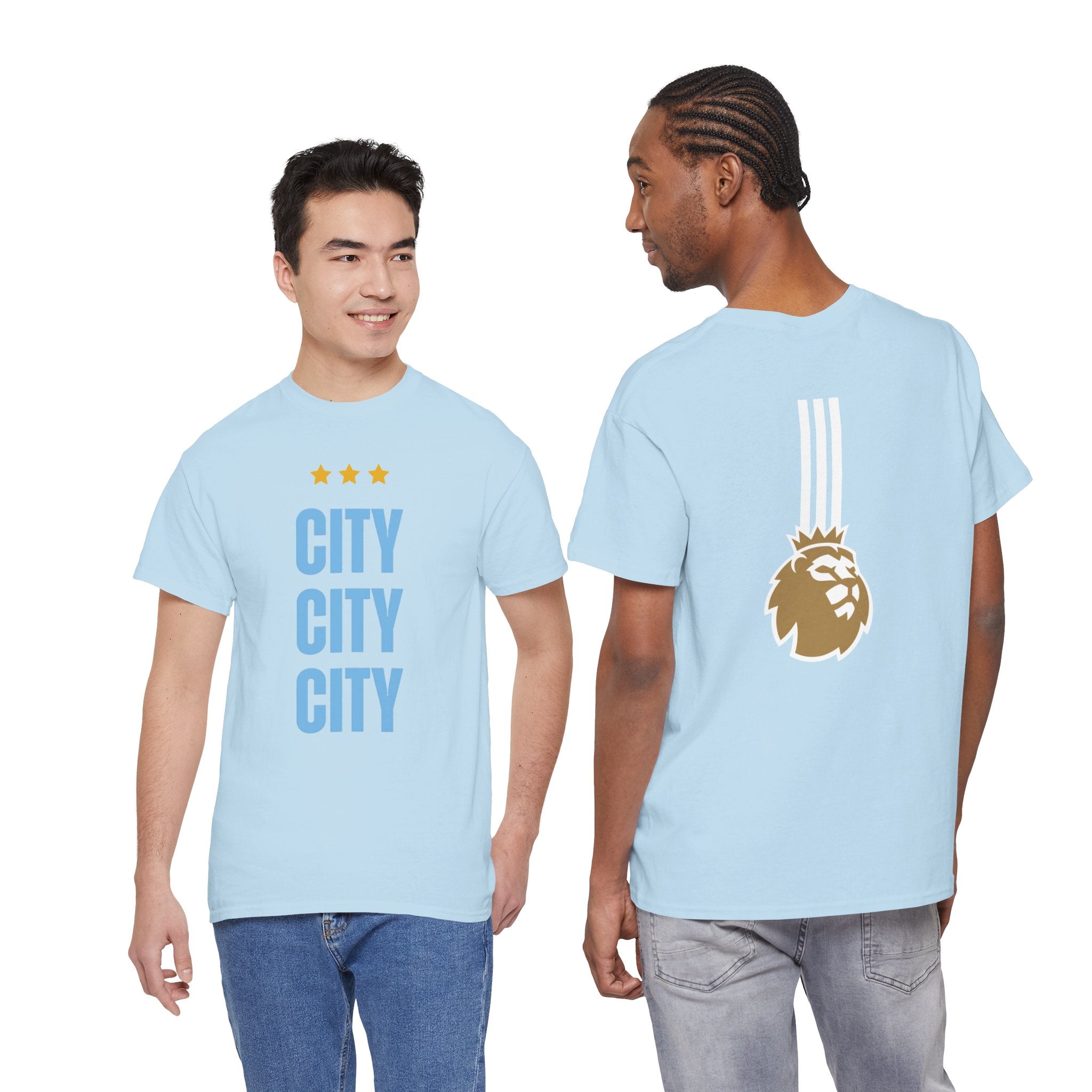 Manchester City City City Tee — Retro Three-Star Premier League Lion Soccer Shirt