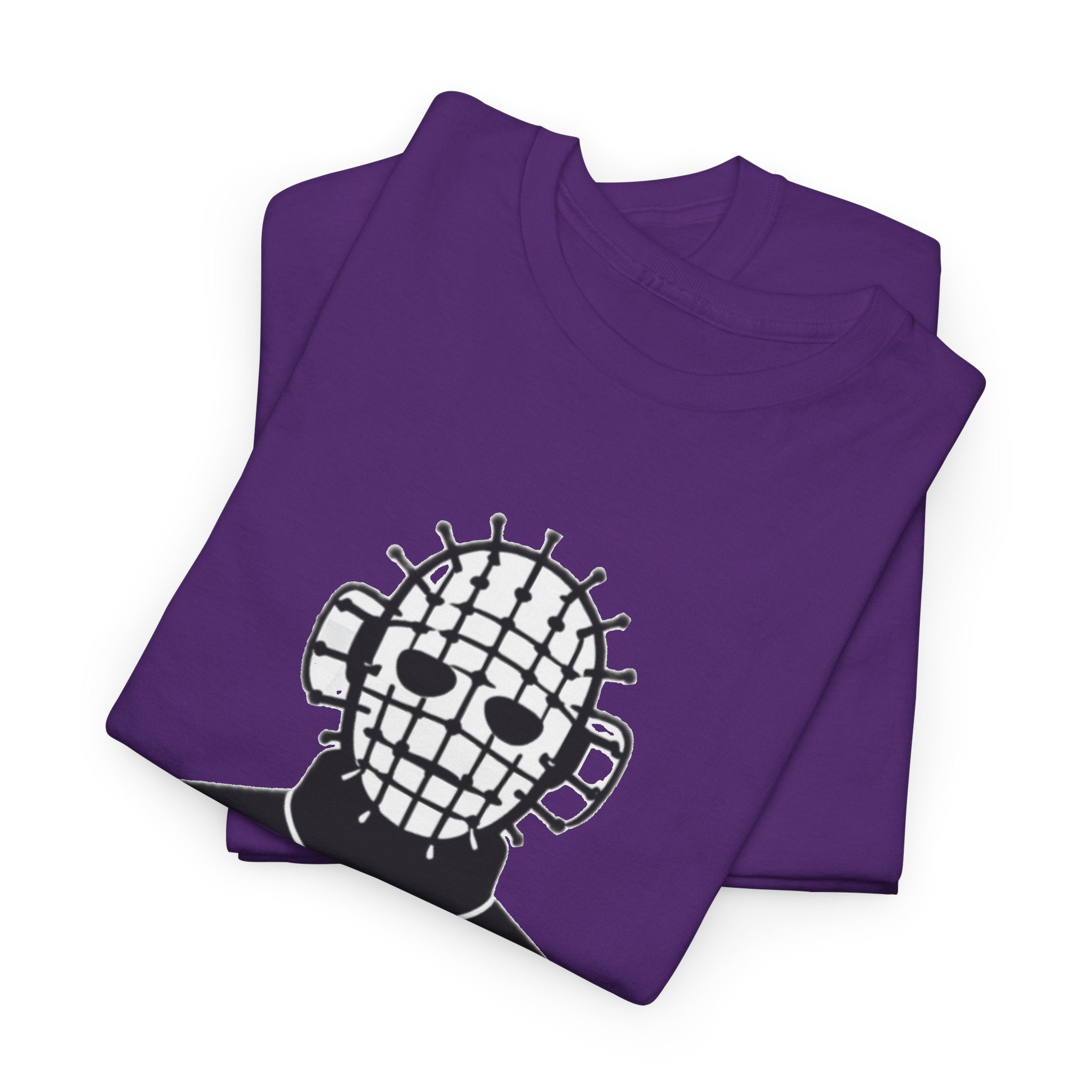 Horror Mask Graphic Tee — Pinhead-Inspired Skull Design