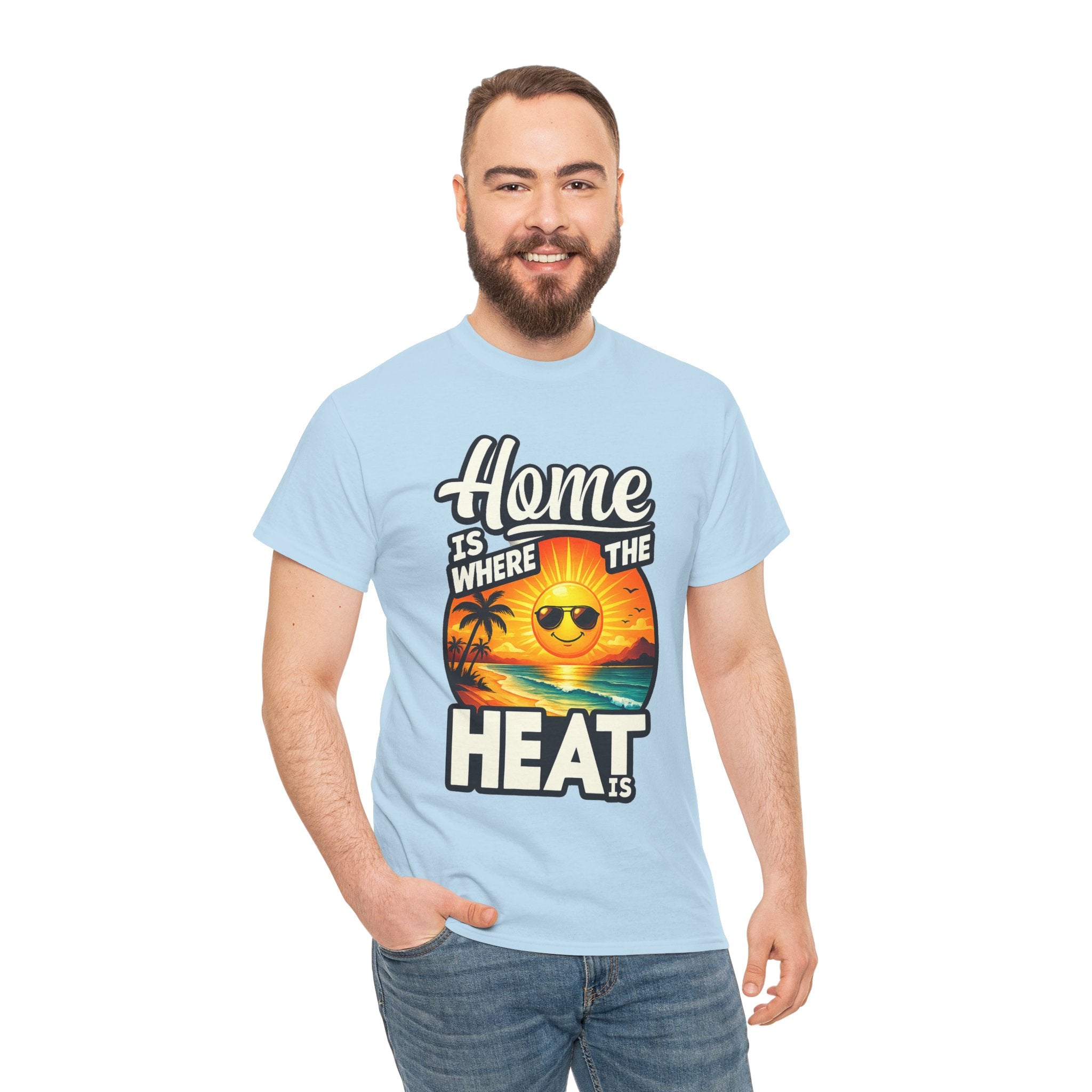 Home Is Where The Heat Is T-Shirt — Retro Beach Sunset Tee