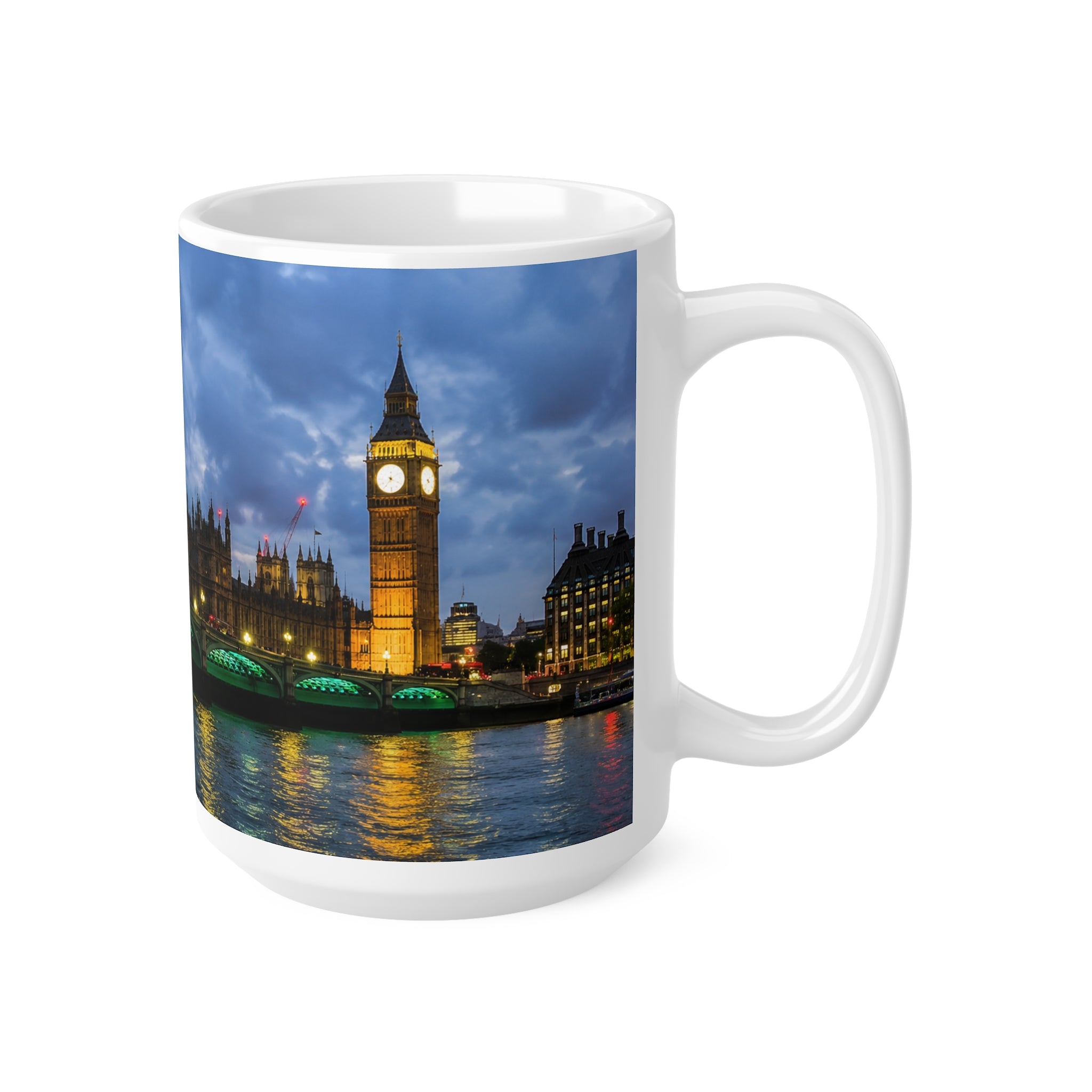 London Night Skyline Mug — Houses of Parliament & Westminster Bridge Ceramic Coffee Cup