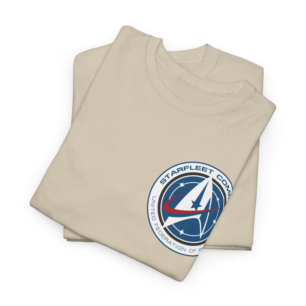 Starfleet Command Crew Logo Cotton T‑Shirt — Retro Rocket Emblem Tee