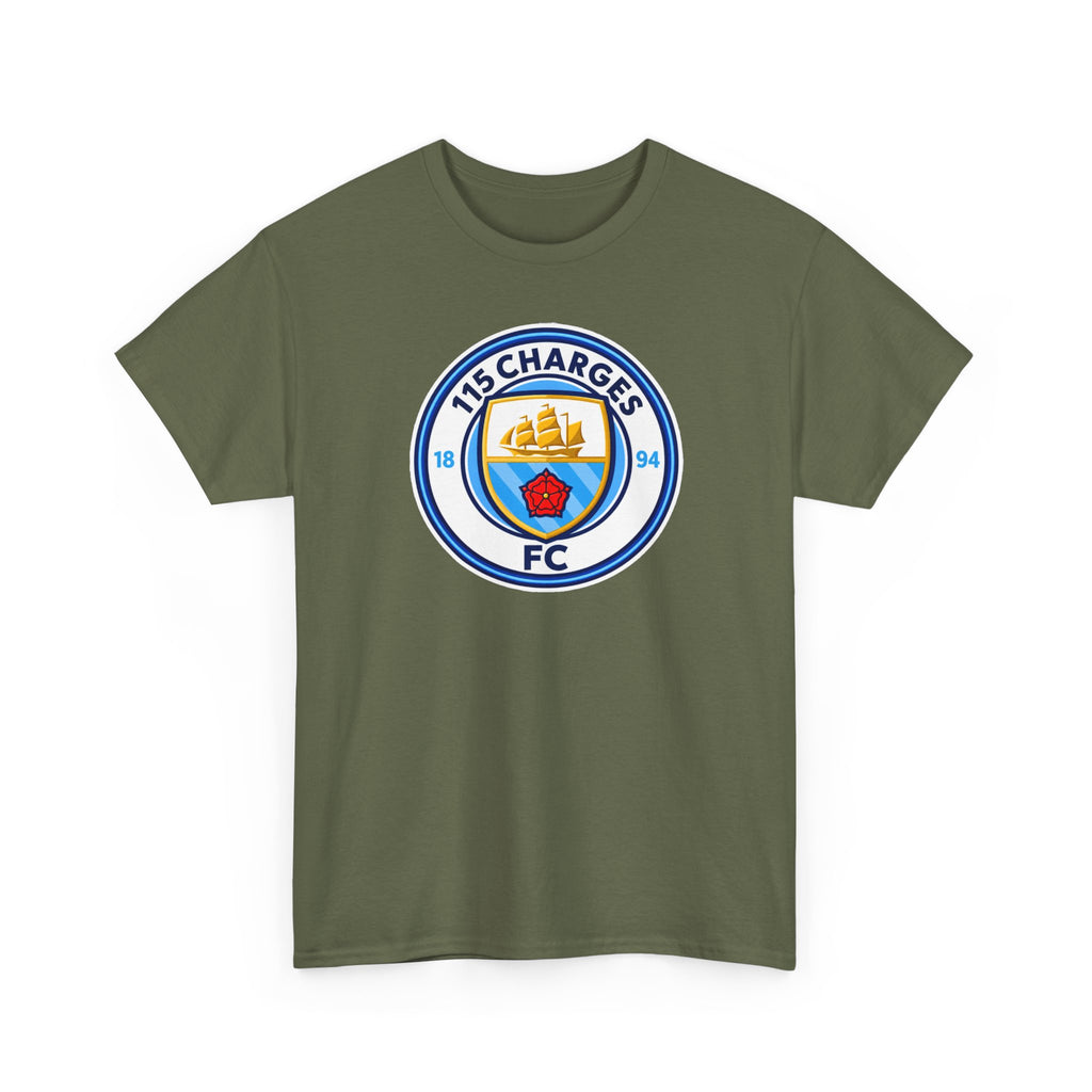 115 Charges FC Crest Cotton Tee — Vintage Blue Club Logo T-Shirt