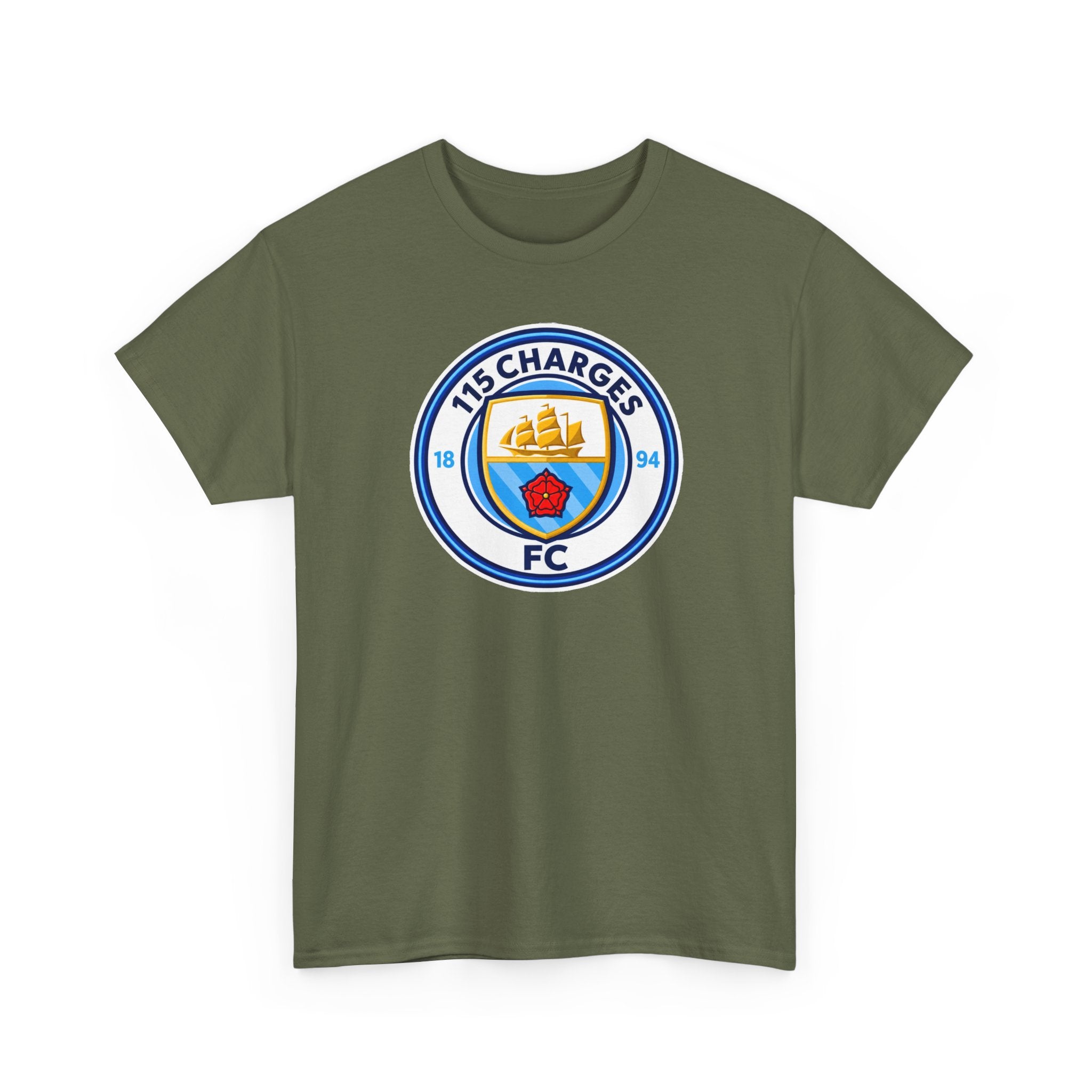 115 Charges FC Crest Cotton Tee — Vintage Blue Club Logo T-Shirt
