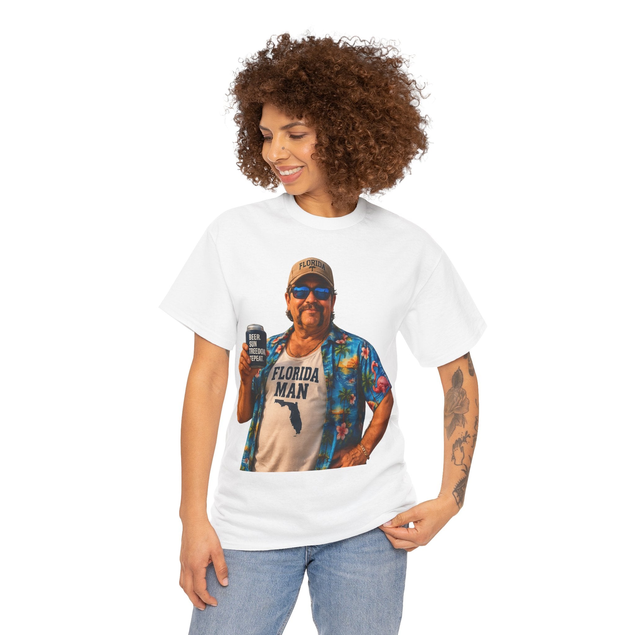 Florida Man Graphic Tee — Funny Vacation Shirt with Hawaiian Shirt Design