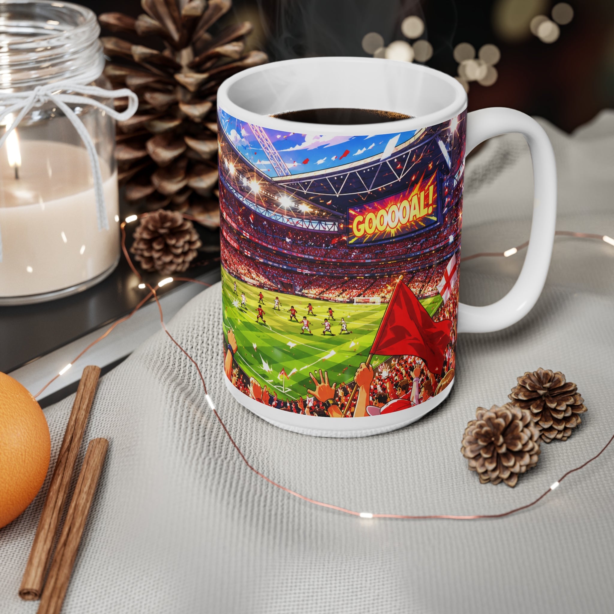 England Football Fan Ceramic Mug — Stadium Crowd 11oz & 15oz