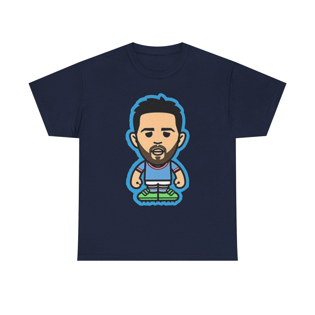 Bernardo Silva Manchester City Legend Graphic Tee — Player Cartoon Front & Tribute Poster Back