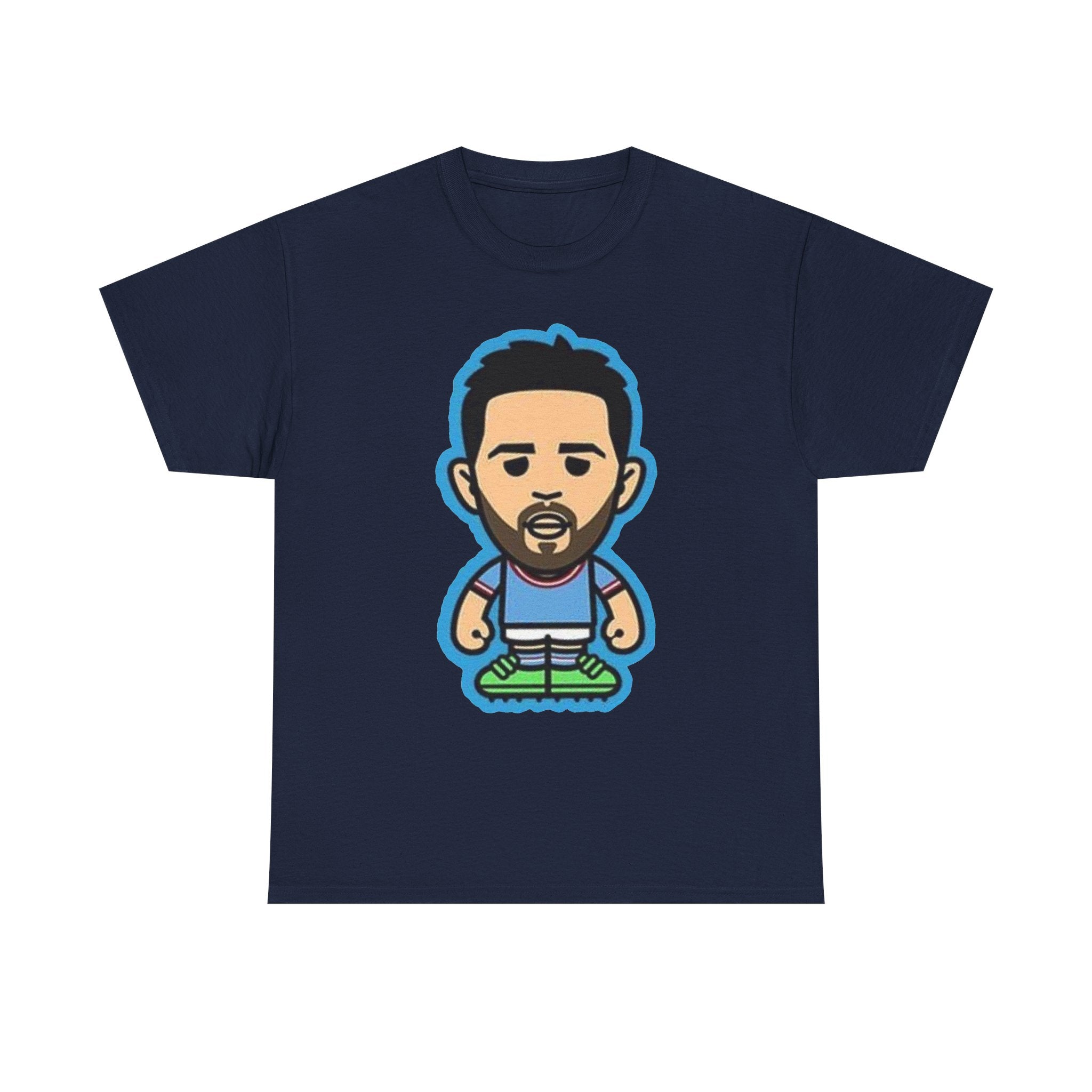 Bernardo Silva Manchester City Legend Graphic Tee — Player Cartoon Front & Tribute Poster Back