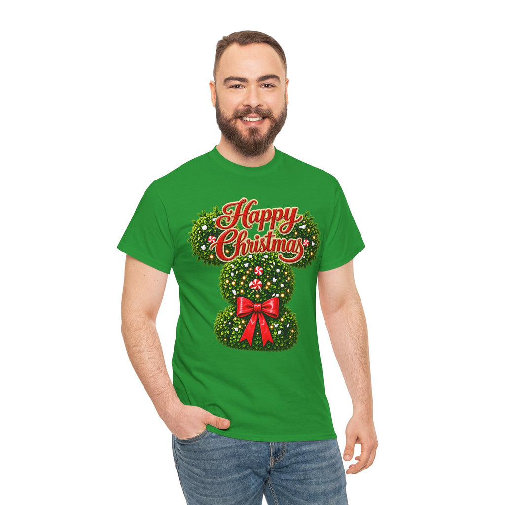 Christmas Wreath Mouse Tee – "Happy Christmas" Holiday Graphic T-Shirt