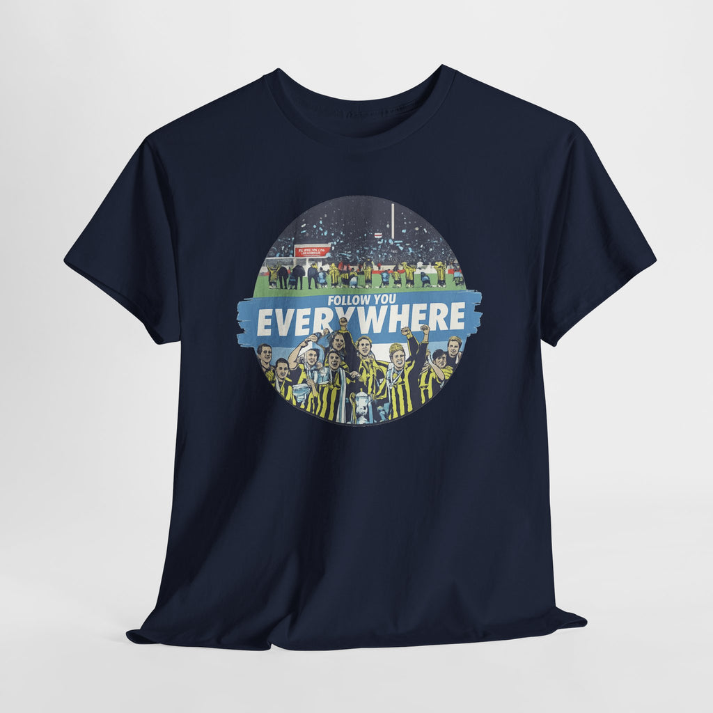 Manchester City Everywhere Soccer Crowd Graphic Tee — 'Follow You Everywhere' Fan Shirt