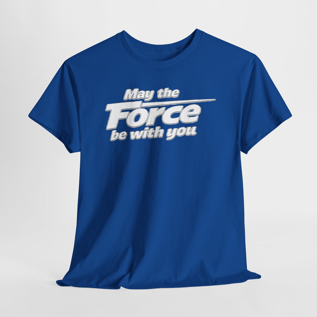 "May the Force Be With You" Retro Embossed Graphic T‑Shirt —