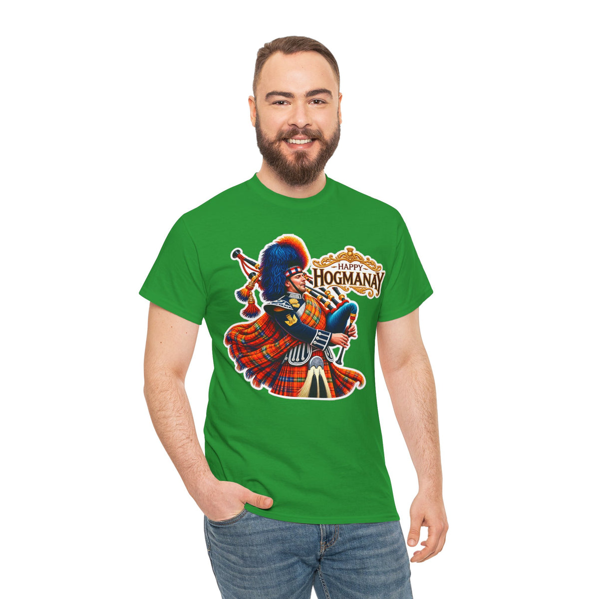 Hogmanay Bagpiper T‑Shirt — Happy Hogmanay Scottish New Year Tee
