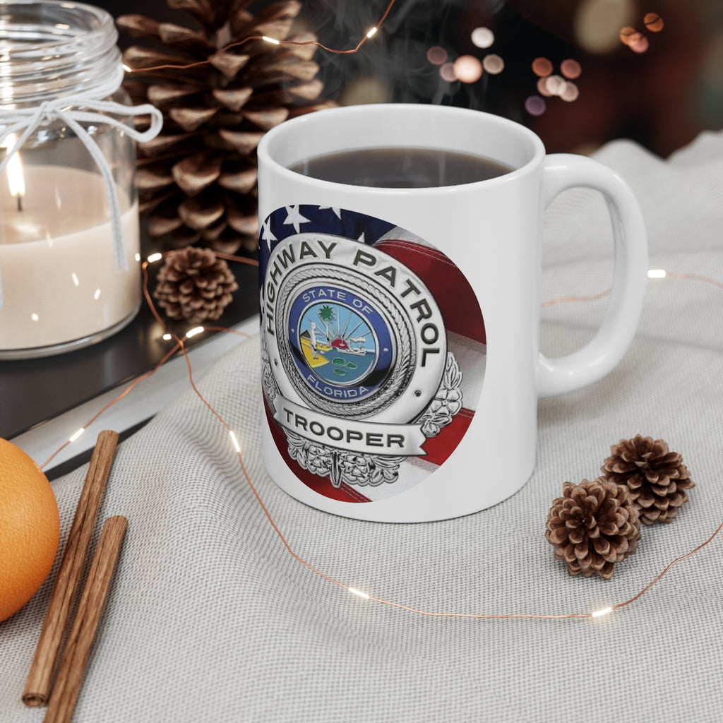 Highway Patrol Trooper Badge Coffee Mug – Florida Flag Ceramic 11oz/15oz