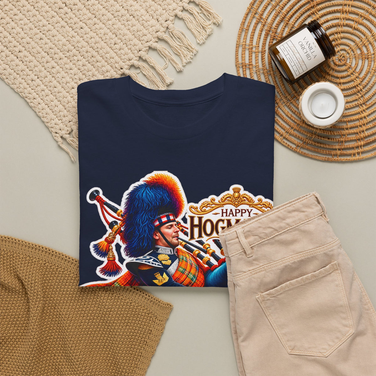Hogmanay Bagpiper T‑Shirt — Happy Hogmanay Scottish New Year Tee