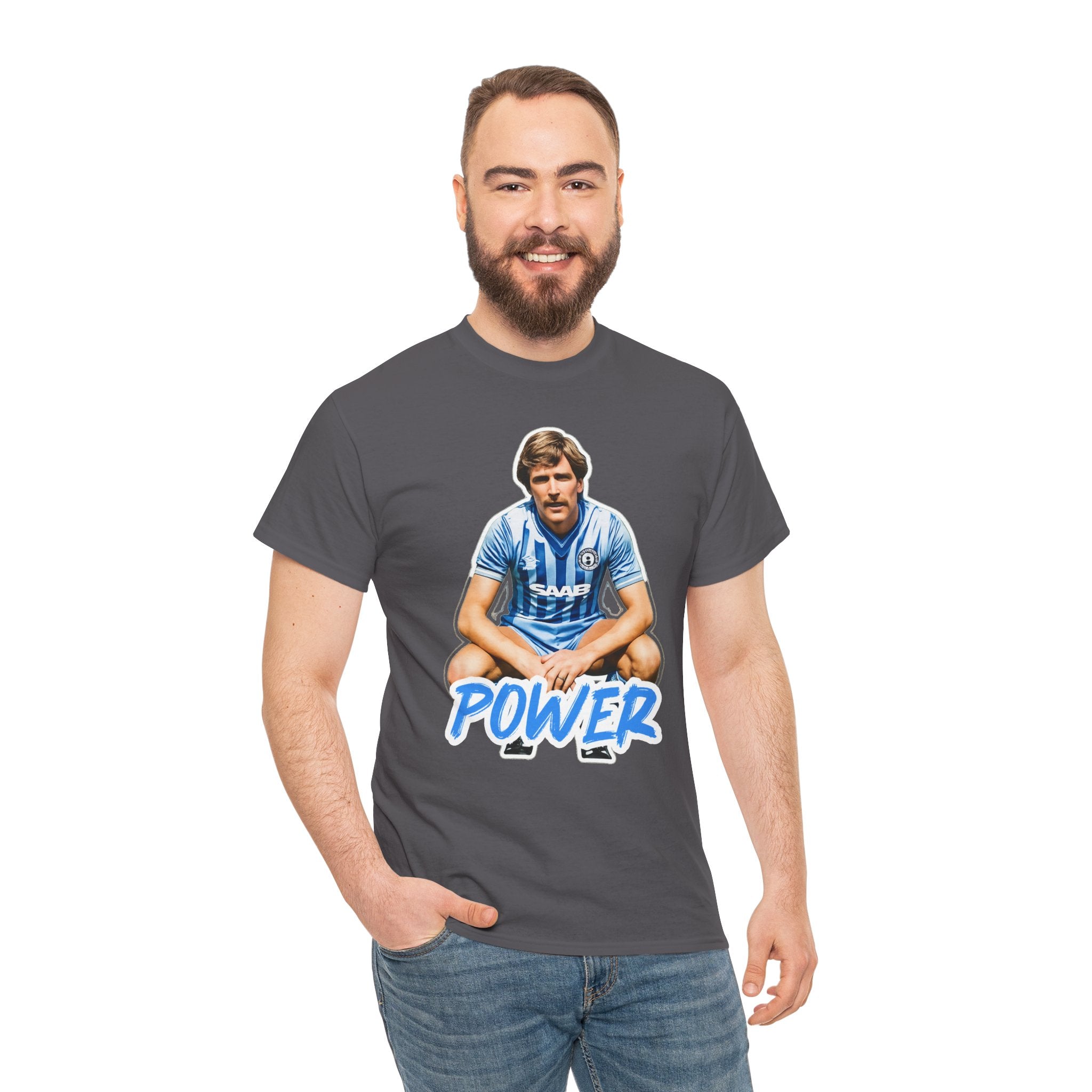 Paul Power Manchester City Legend Player Graphic Tee — Retro Football Jersey Design