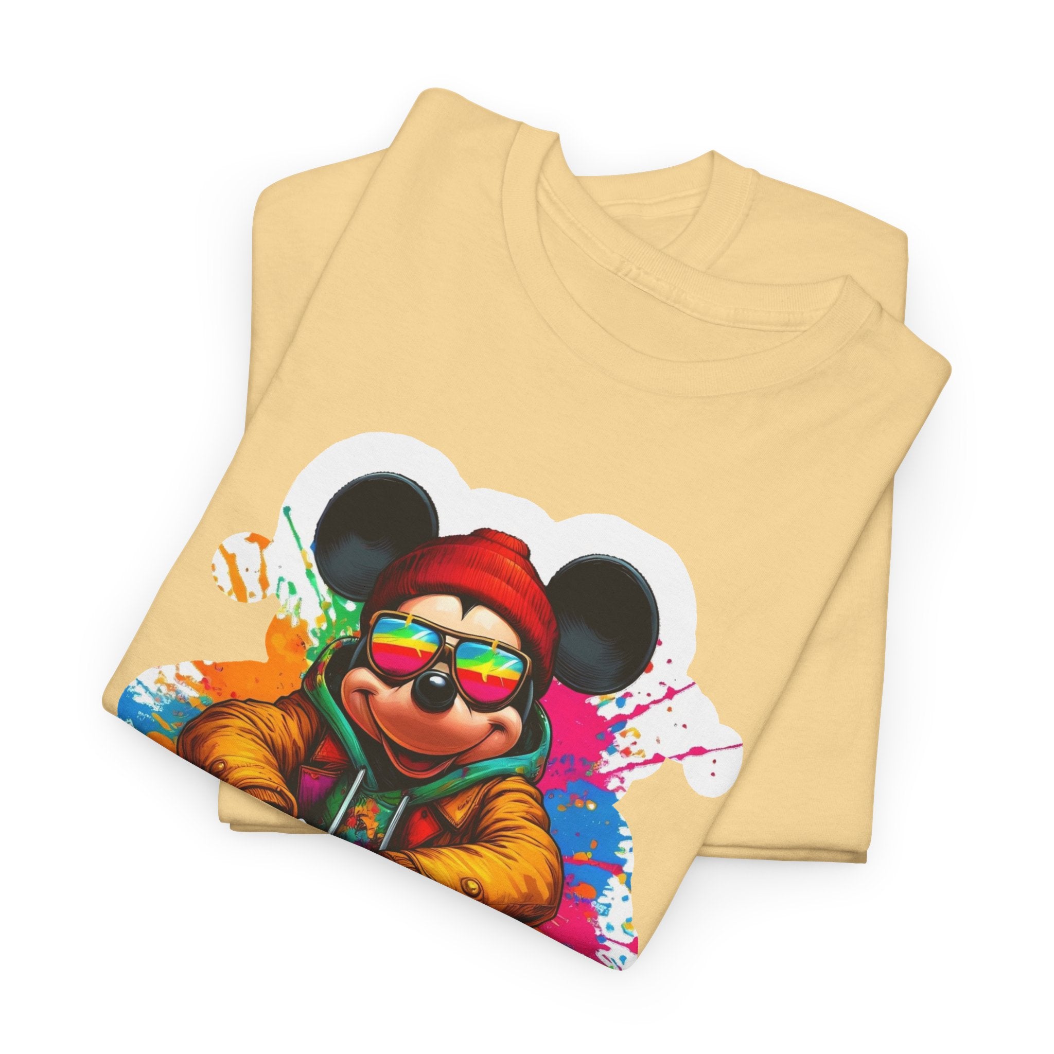 Streetwear Mouse Graphic Tee — Colorful Urban Hip-Hop Cartoon Shirt