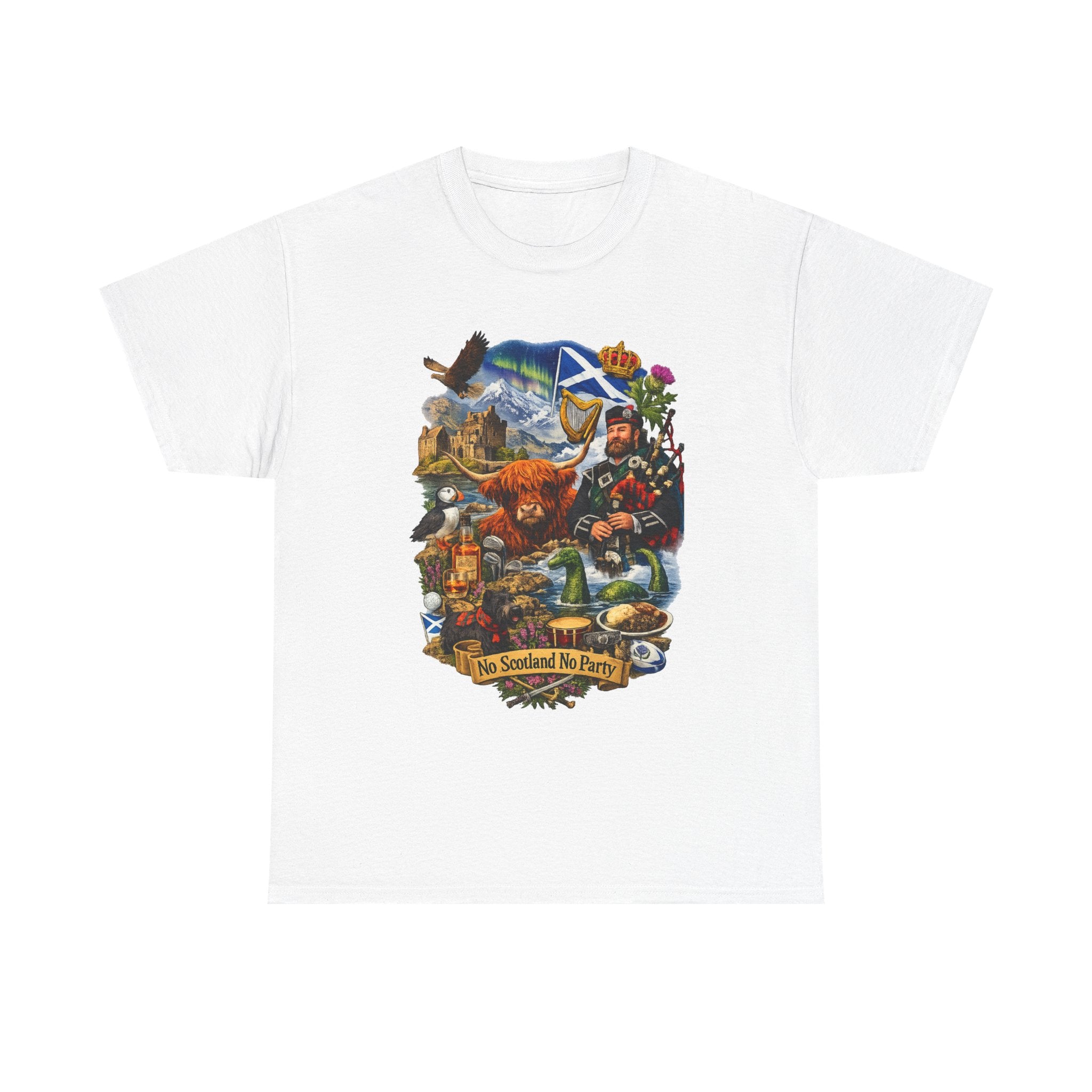 Scotland Collage T-Shirt — "No Scotland No Party" Scottish Heritage Tee