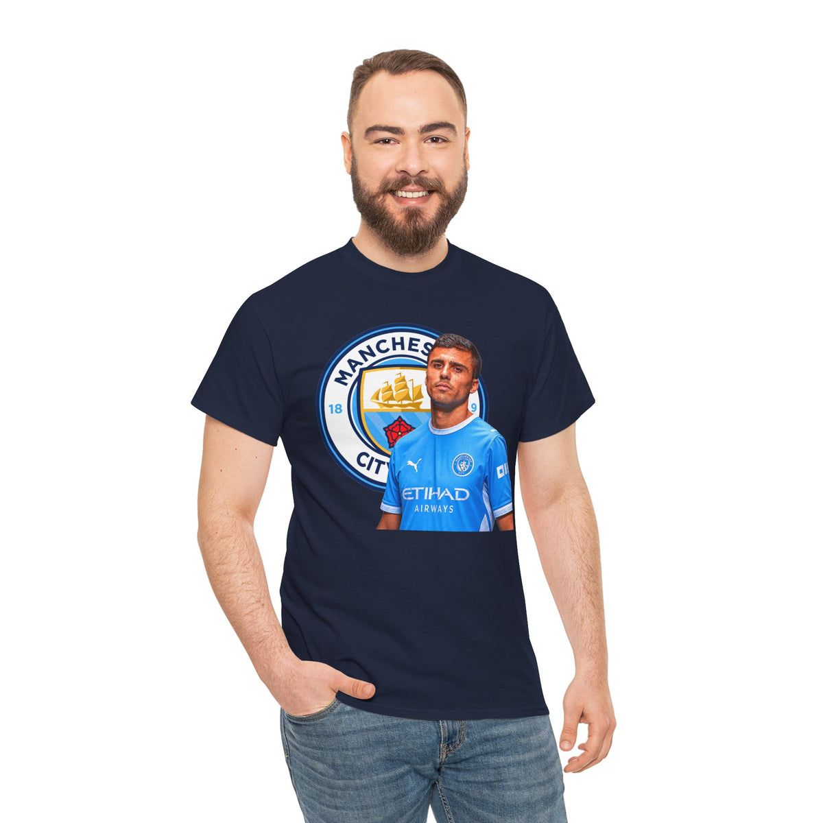 Rodri Manchester City Legend Football Tee — Player Portrait Soccer Shirt