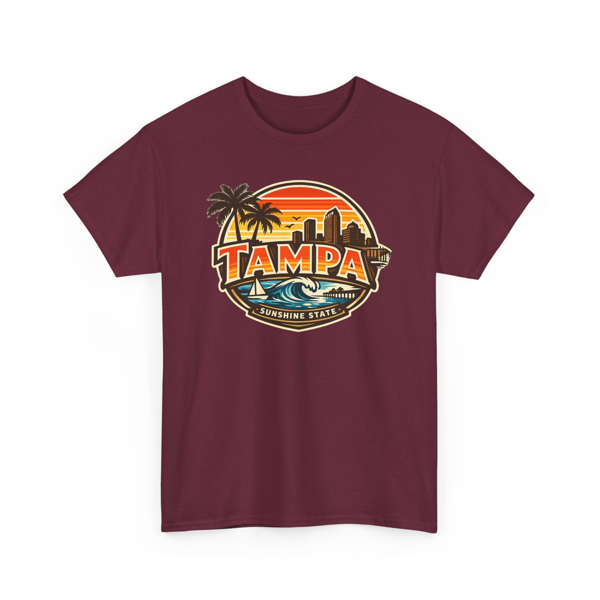 Tampa Retro Sunset T-Shirt – Vintage Palm Beach Skyline Tee
