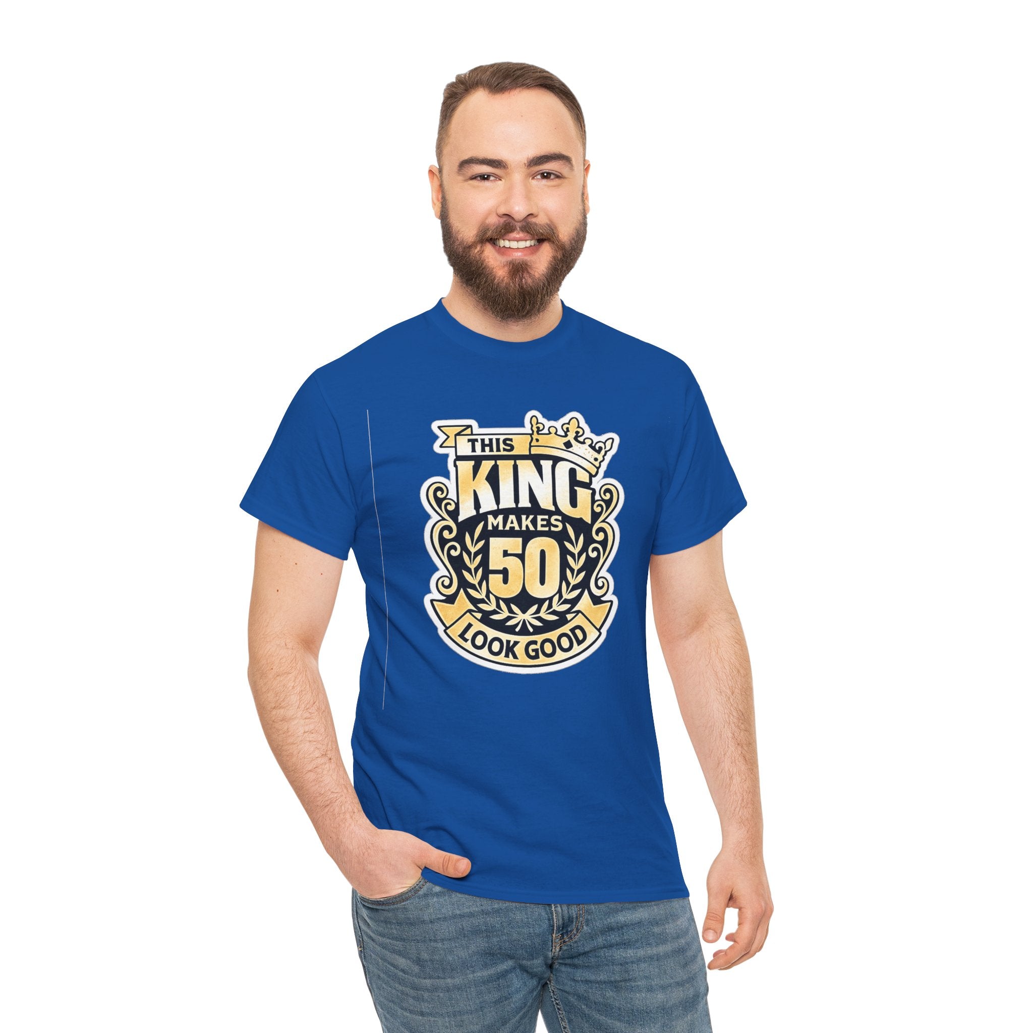 50th Birthday King T-Shirt – "This King Makes 50 Look Good"