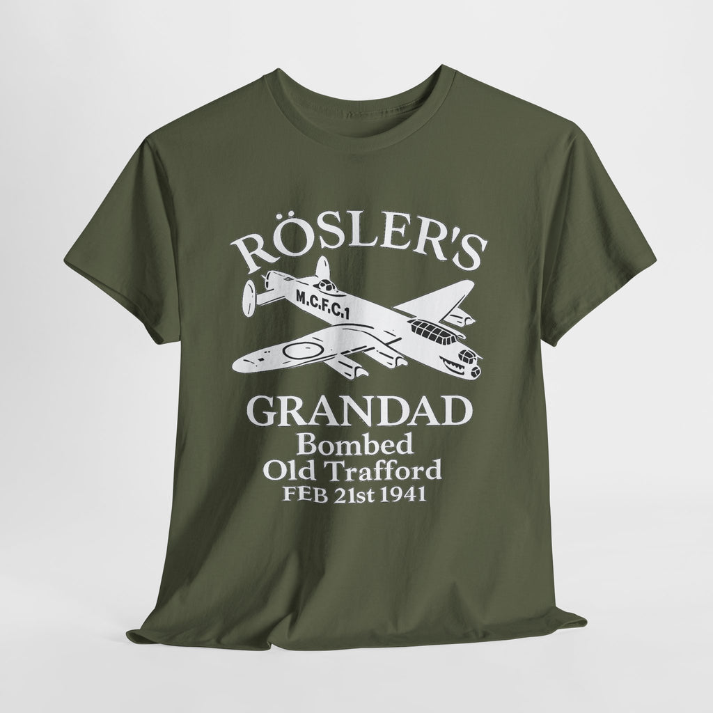 Rösler's Grandad Bombed Old Trafford Tee — WWII Tribute Military Plane Shirt (Feb 21, 1941)