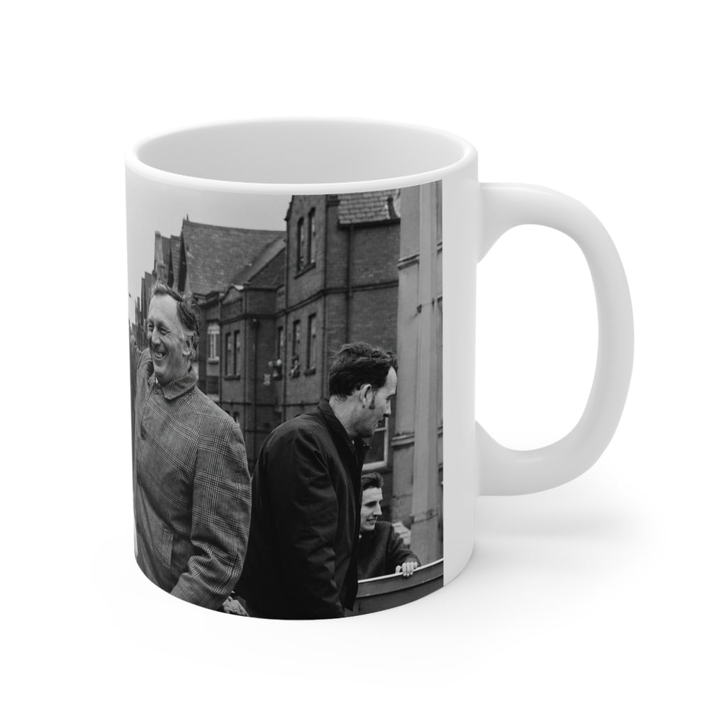 Joe Mercer Manchester City Victory Photo Mug – Black & White Retro Football Celebration Coffee Cup (11oz/15oz)