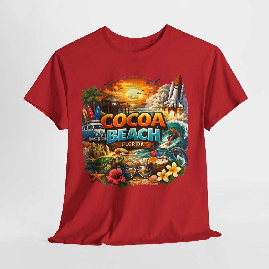 Cocoa Beach Florida Sunset Surf T-Shirt — Retro Beach Vacation Graphic Tee