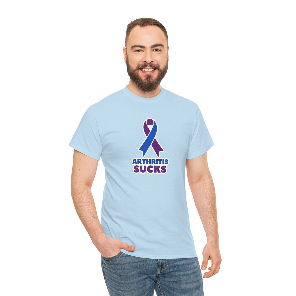 Arthritis Sucks Awareness T-Shirt — Purple & Blue Ribbon Support Tee