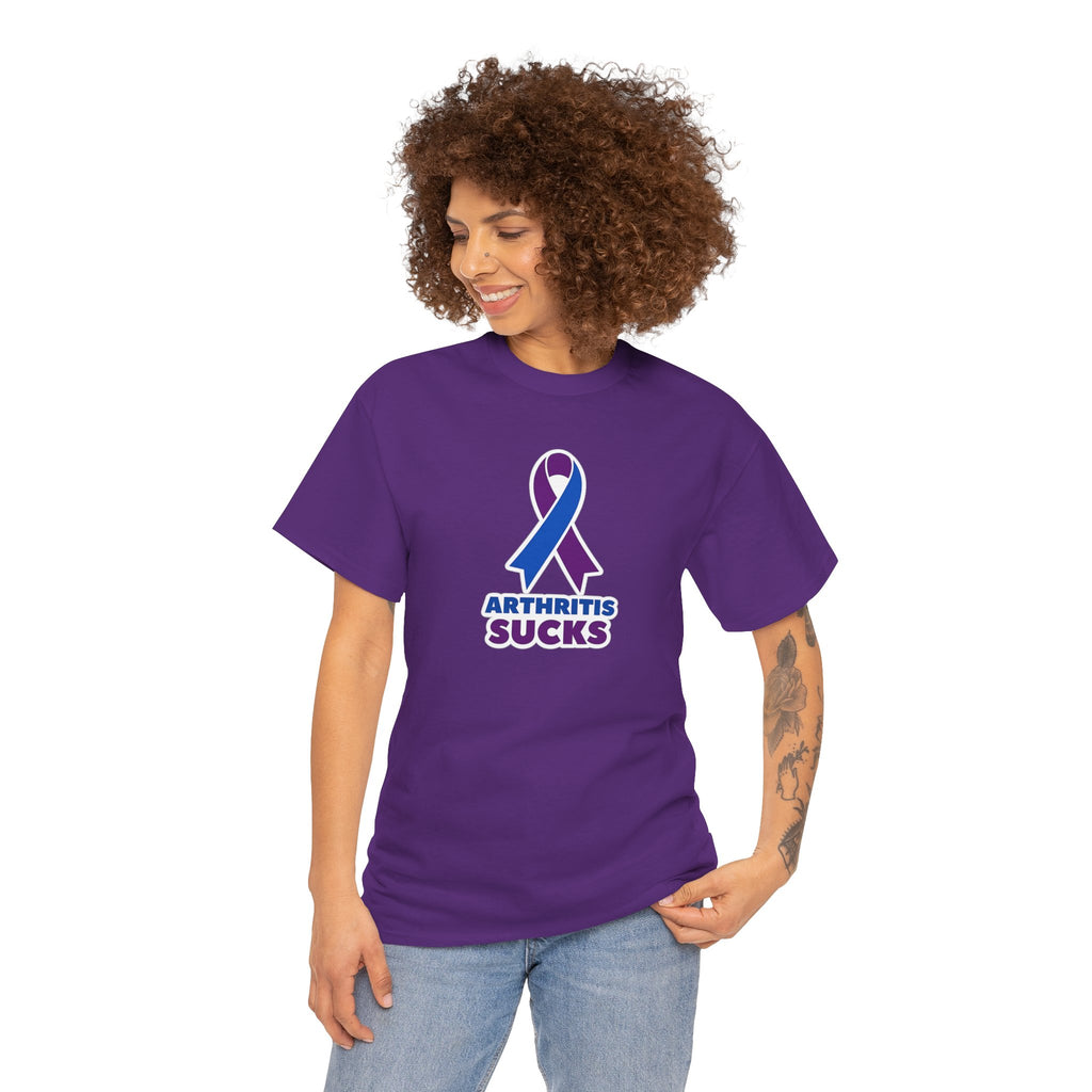 Arthritis Sucks Awareness T-Shirt — Purple & Blue Ribbon Support Tee