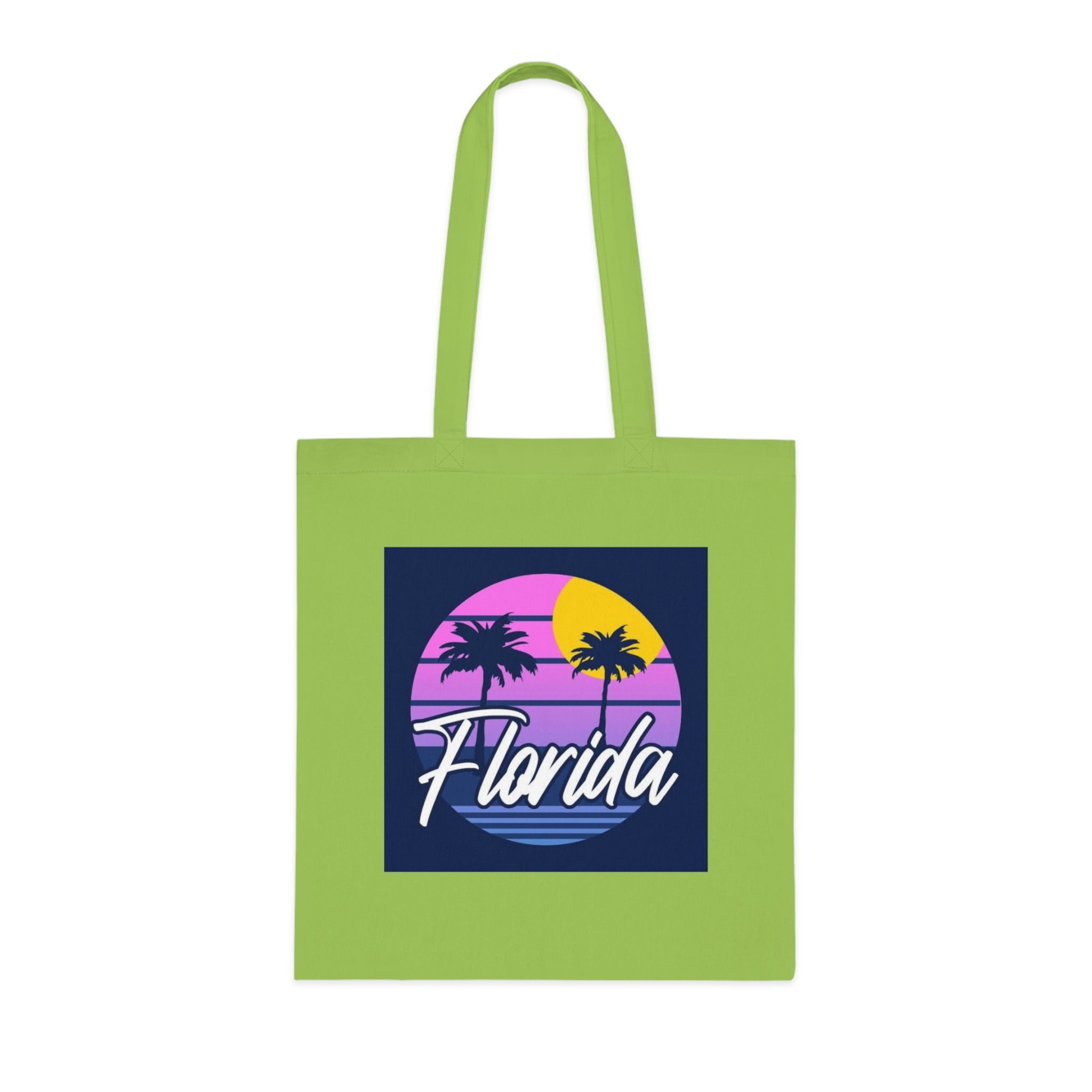 Florida Sunset Palm Tote Bag — Retro Beach Cotton Tote