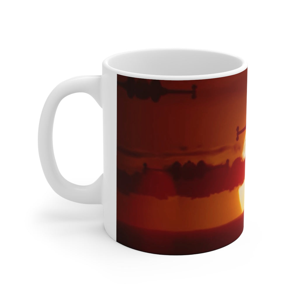 Sunset Tie-Fighter Ceramic Coffee Mug — Vintage Aviation 11oz & 15oz