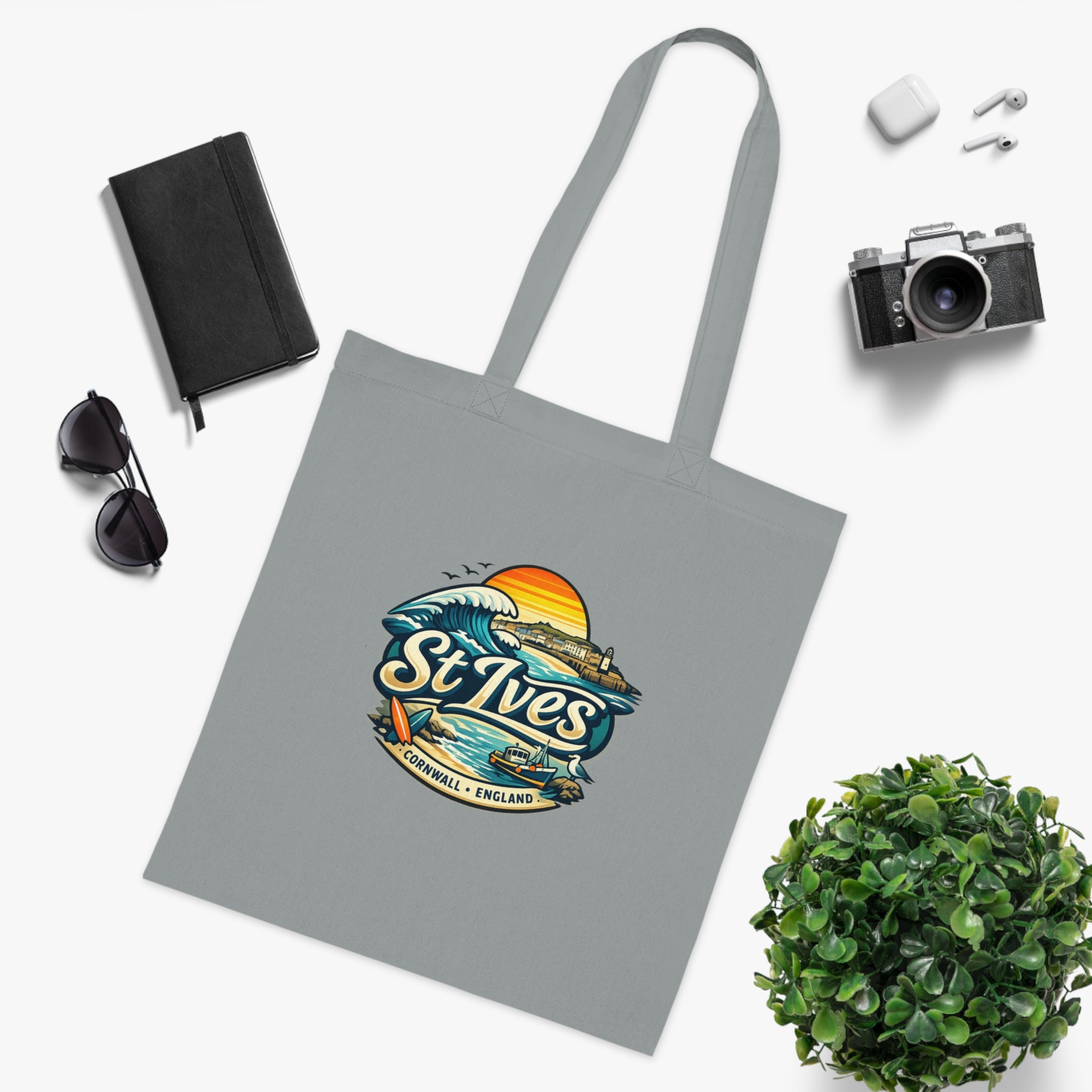 St Ives Beach Tote — Cornwall Surf Sunset Cotton Tote Bag