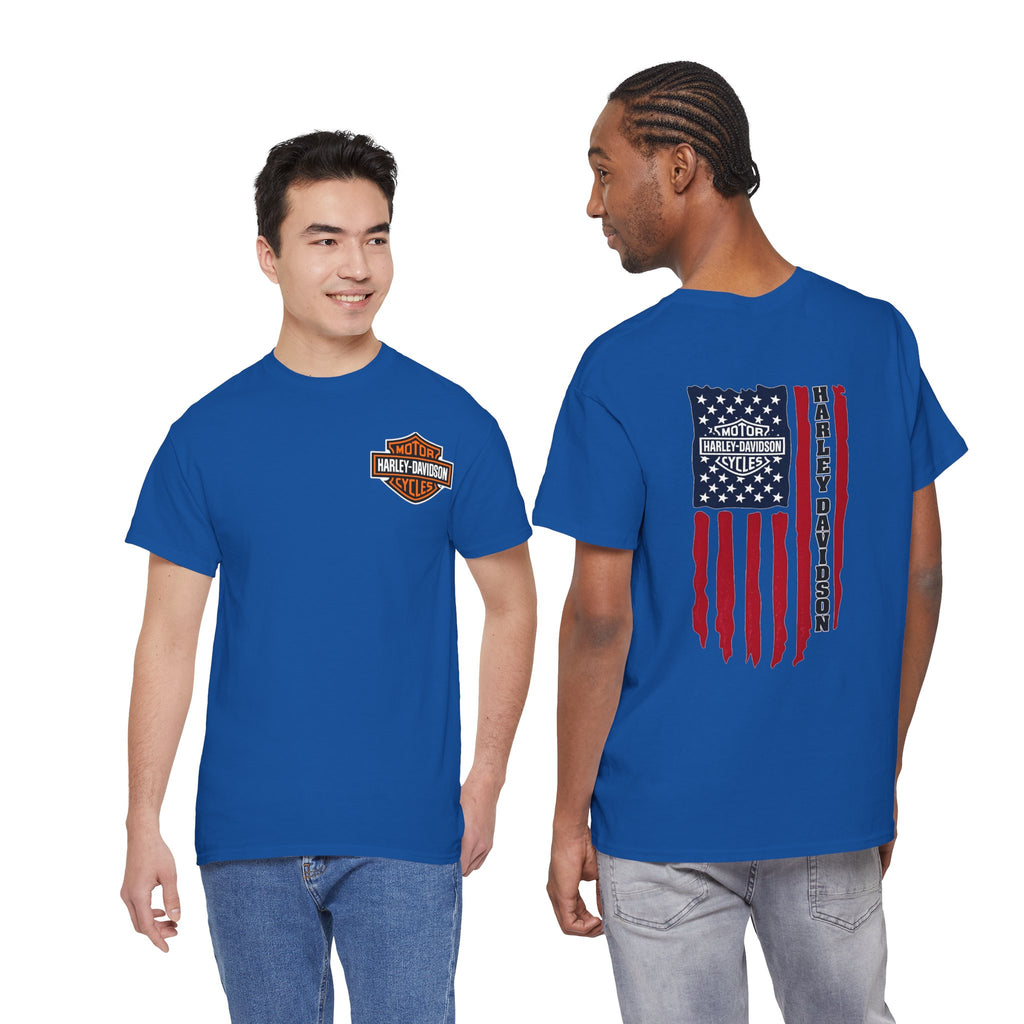 Harley-Style Flag Tee — American Motorcycle Logo T-Shirt
