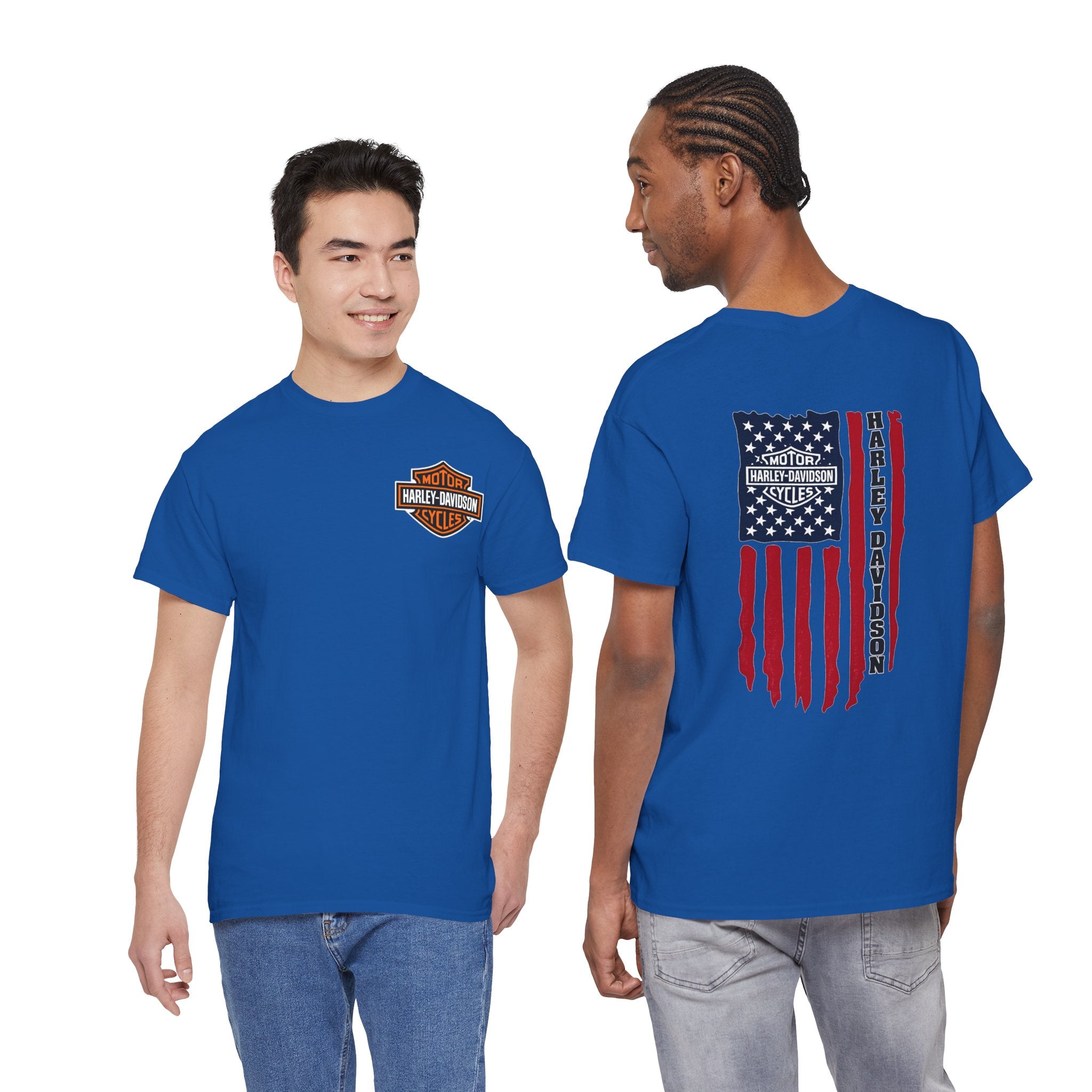 Harley-Style Flag Tee — American Motorcycle Logo T-Shirt