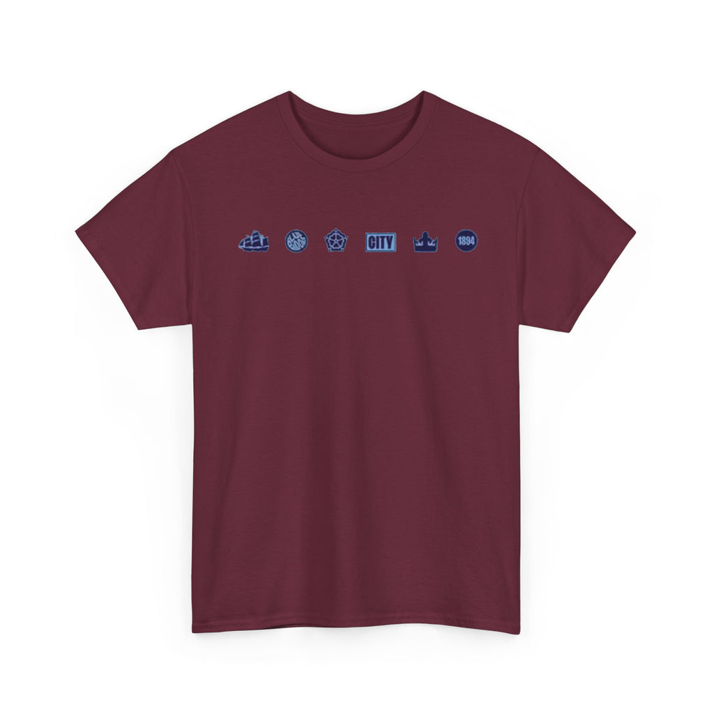 Manchester City Minimal City Icons Tee — Navy Skyline Icons Chest Print
