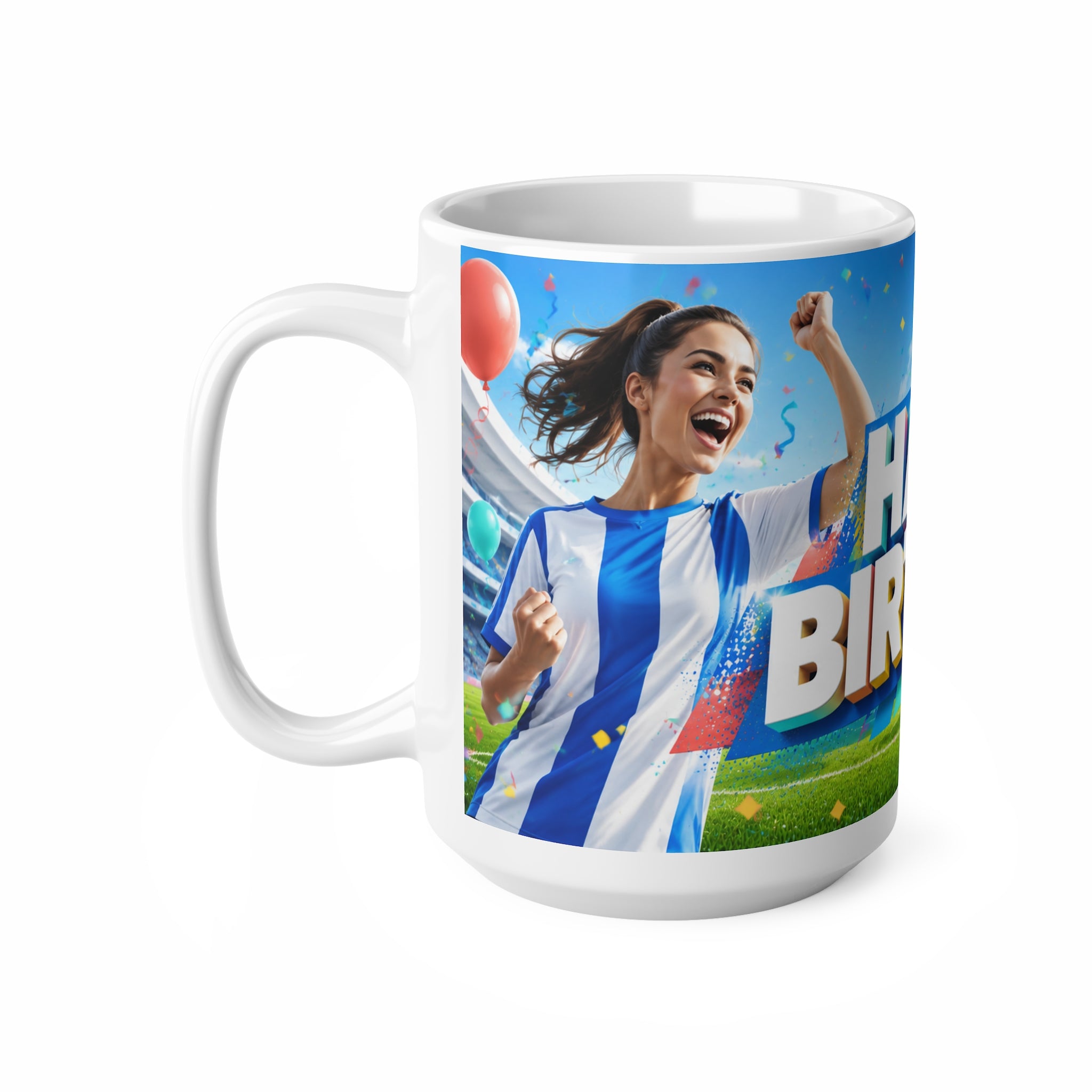 Happy Birthday Soccer Fan Mug — Cheerful Sports-Themed Ceramic Coffee Cup (11oz/15oz)