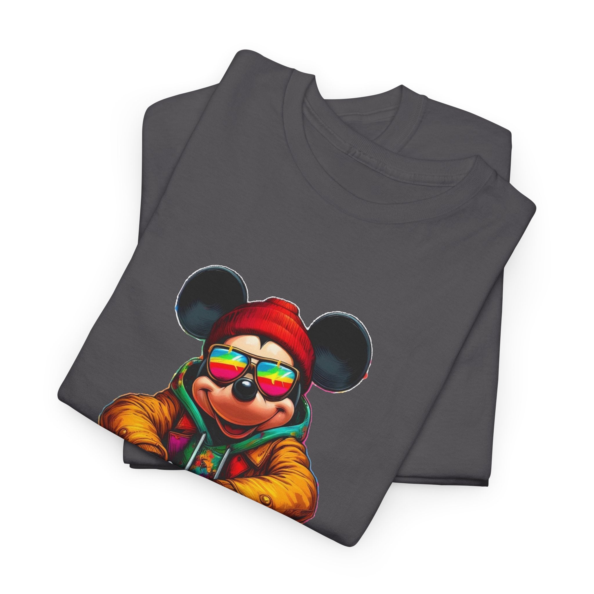 Mickey Mouse Streetwear Graphic Tee — Hip-Hop Mouse Character Sitting in Sneakers