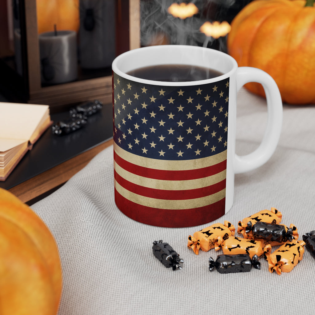 Vintage England & USA Flag Coffee Mug — Retro American Flag Ceramic Coffee Cup (11oz, 15oz)
