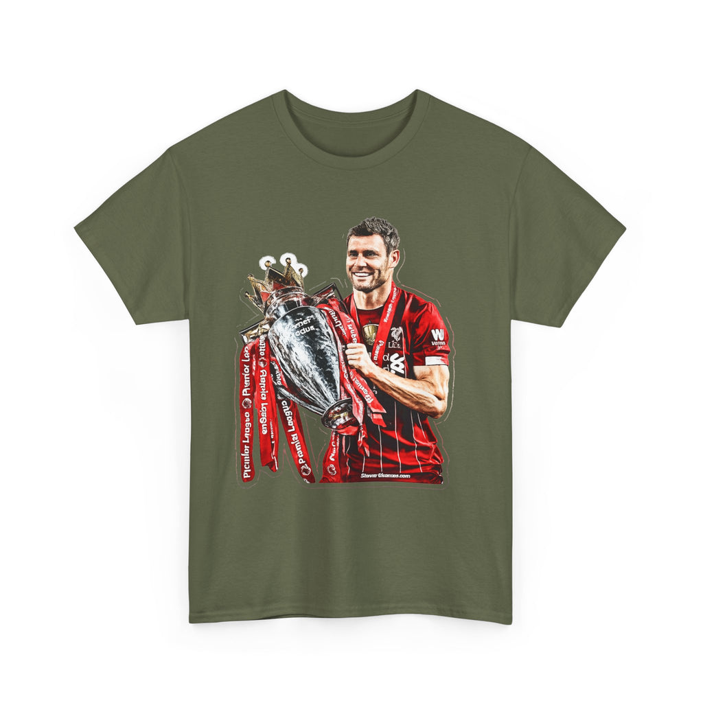 James Milner Liverpool Premier League Champion Trophy T-Shirt — Player Holding Premier Trophy